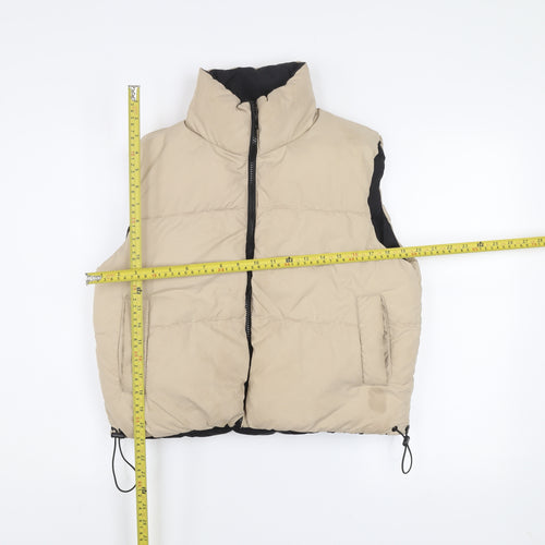 Brave Soul Womens Beige Puffer Waistcoat XS UK 8 Lightweight Zip Vest