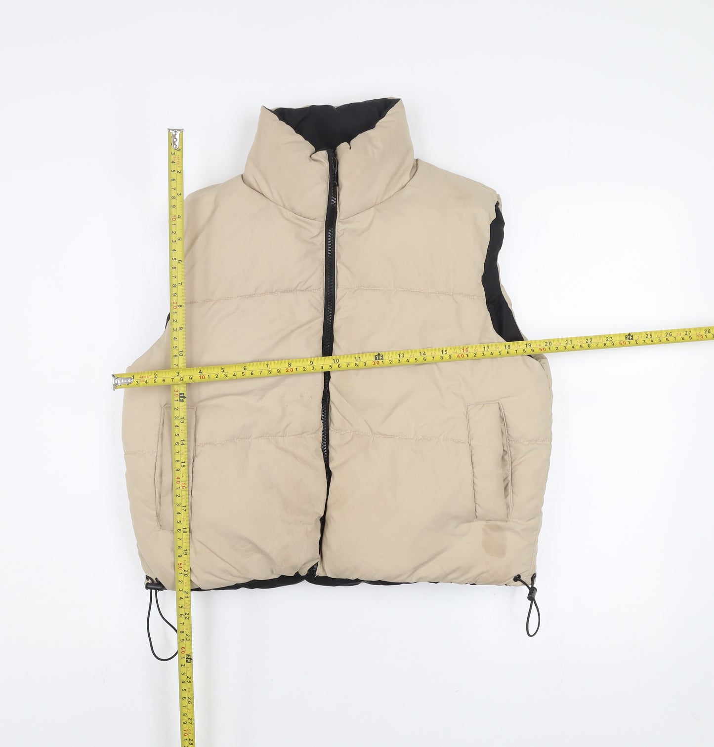 Brave Soul Womens Beige Puffer Waistcoat XS UK 8 Lightweight Zip Vest