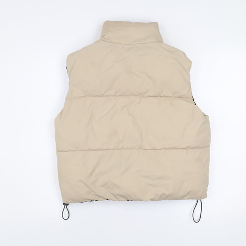 Brave Soul Womens Beige Puffer Waistcoat XS UK 8 Lightweight Zip Vest