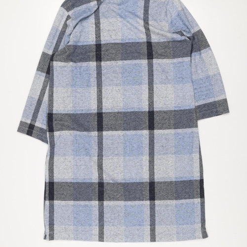 Bonmarché Women Blue Check Shift Dress Size 16 Long Sleeve