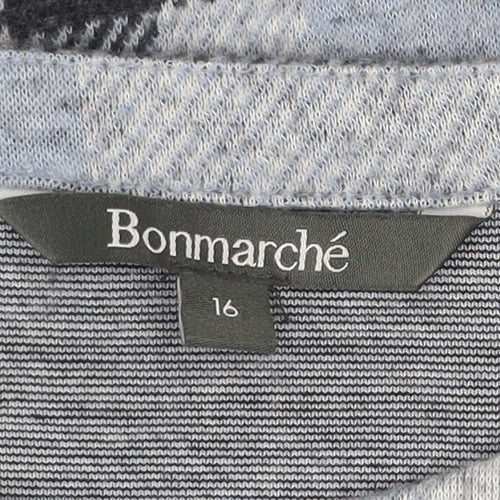 Bonmarché Women Blue Check Shift Dress Size 16 Long Sleeve