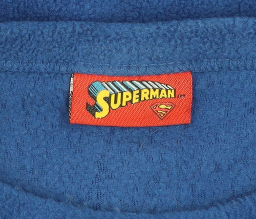 Superman Men's Blue Fleece Pyjama Top L Long Sleeve Comic Logo