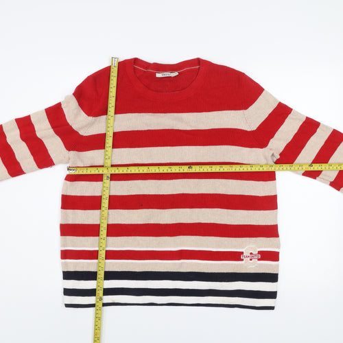 Cecil Men’s Red Beige Striped Cotton Knit Jumper L