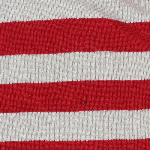 Cecil Men’s Red Beige Striped Cotton Knit Jumper L