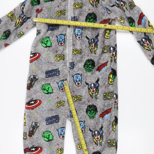 Marks and Spencer Boys Grey Marvel Superhero Fleece Onesie 8-9 Years Hooded Zip