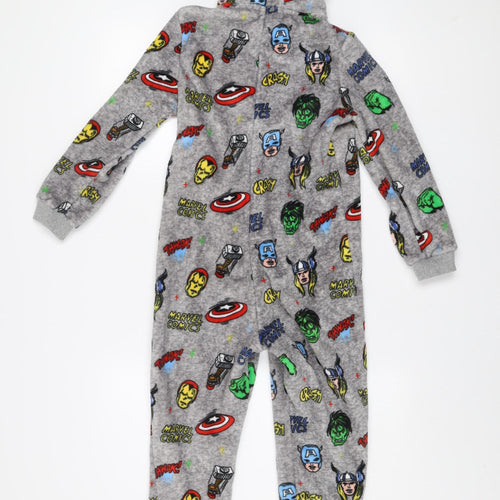 Marks and Spencer Boys Grey Marvel Superhero Fleece Onesie 8-9 Years Hooded Zip