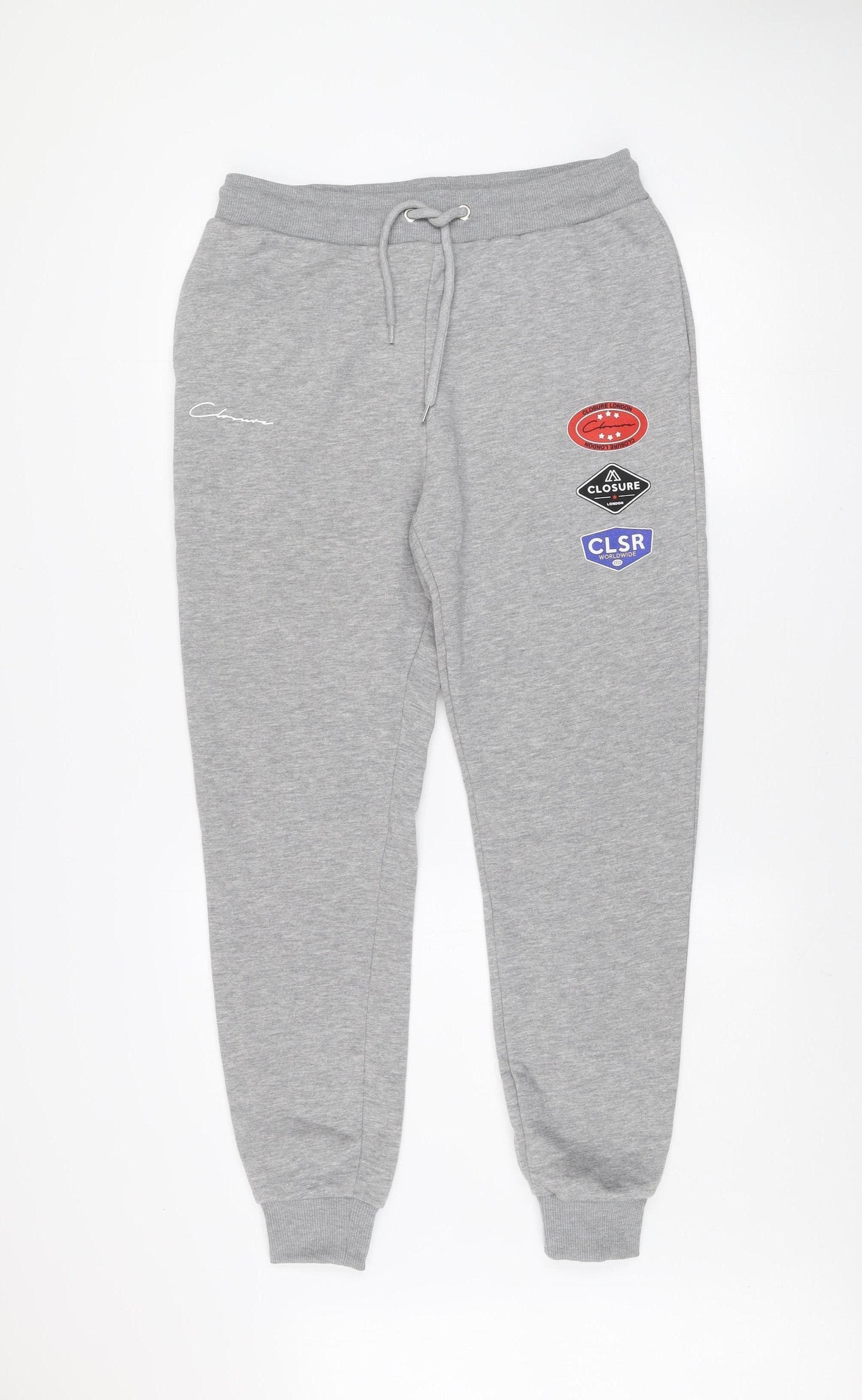 Closure London Men’s Grey Jogger Trousers L Fleece Elastic Waist