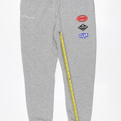 Closure London Men’s Grey Jogger Trousers L Fleece Elastic Waist