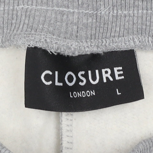 Closure London Men’s Grey Jogger Trousers L Fleece Elastic Waist