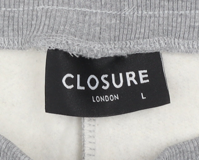 Closure London Men’s Grey Jogger Trousers L Fleece Elastic Waist