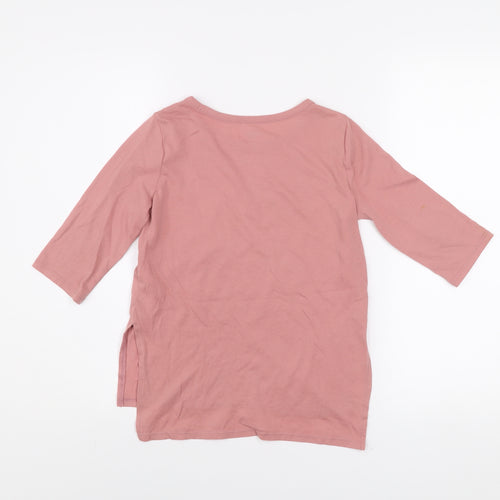 Old Navy Girls Pink Sequin Unicorn 3/4 Sleeve Cotton T-Shirt Size 6-7 Years