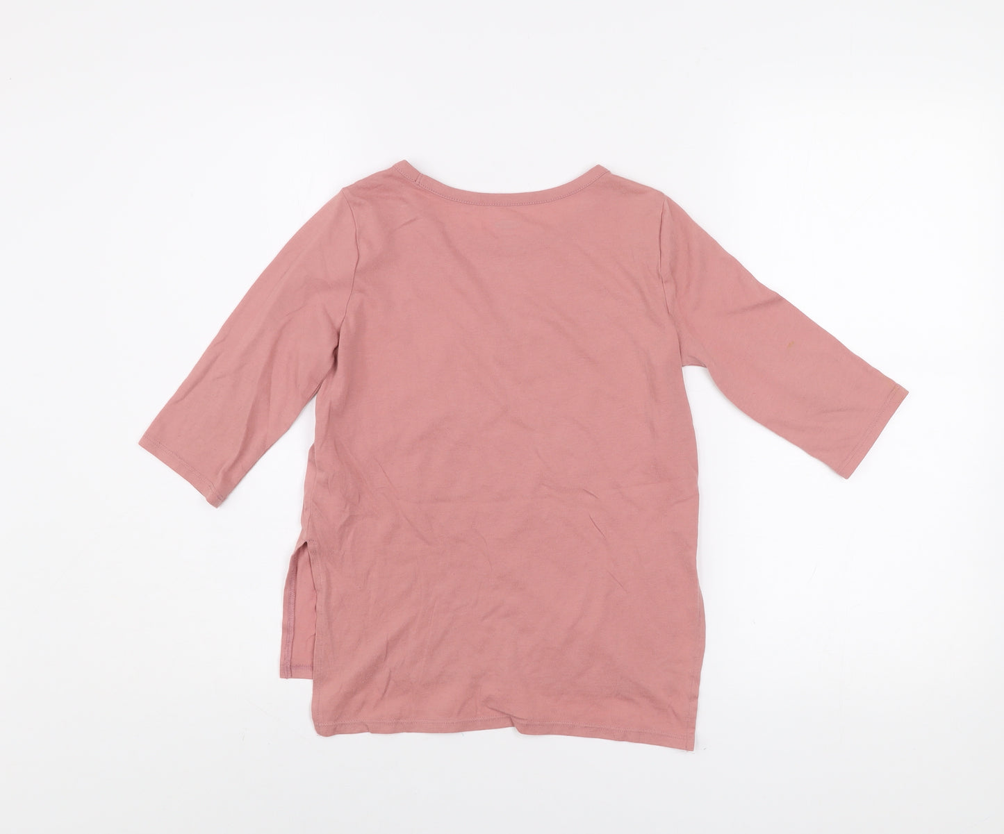 Old Navy Girls Pink Sequin Unicorn 3/4 Sleeve Cotton T-Shirt Size 6-7 Years