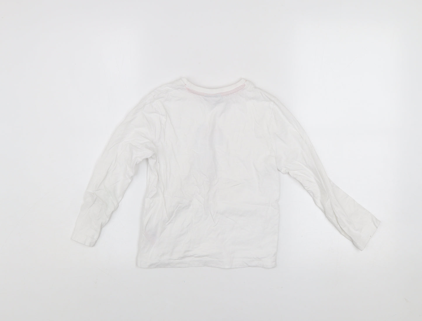 Disney Minnie Mouse Girls White Long Sleeve T-Shirt 6-7 Years Classic Cotton