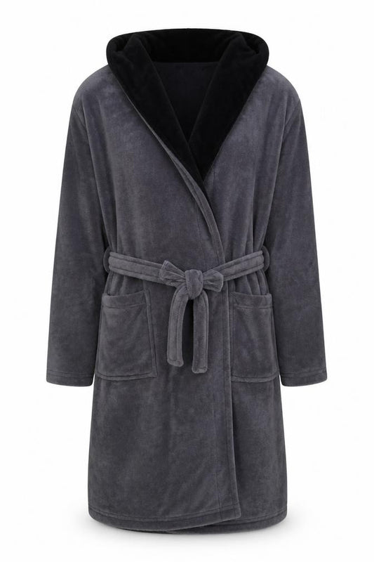 Finest Made Clothing Co Mens Grey Fleece Belted Robe XL