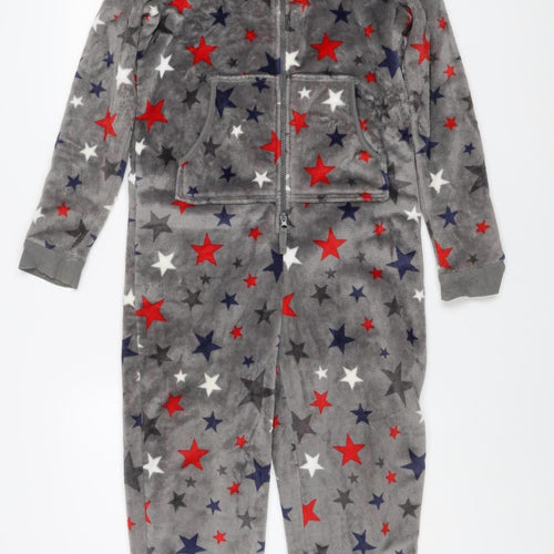 Marks and Spencer Boys Grey Star Fleece Hooded Onesie 13-14 Years