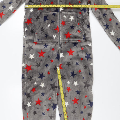 Marks and Spencer Boys Grey Star Fleece Hooded Onesie 13-14 Years