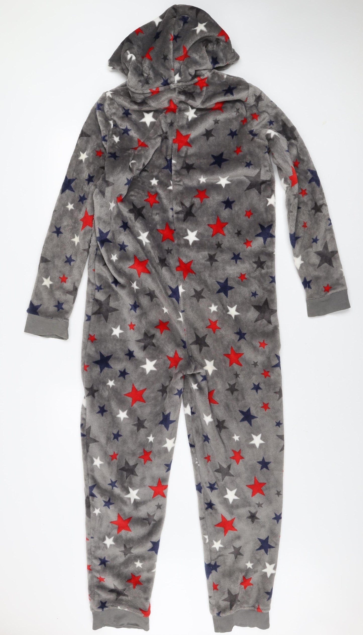 Marks and Spencer Boys Grey Star Fleece Hooded Onesie 13-14 Years