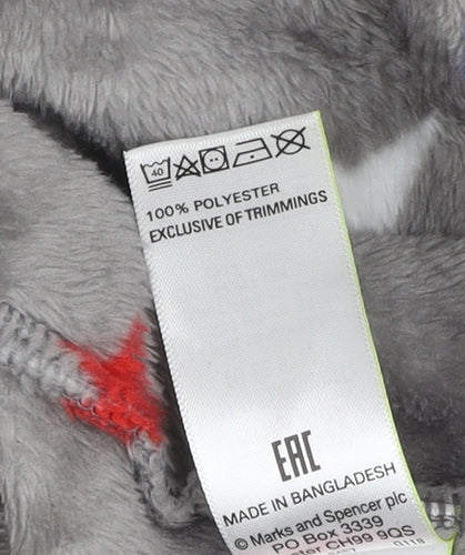 Marks and Spencer Boys Grey Star Fleece Hooded Onesie 13-14 Years