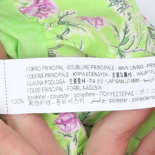 Zara Women Green Floral Short Bubble Hem Skirt Size S