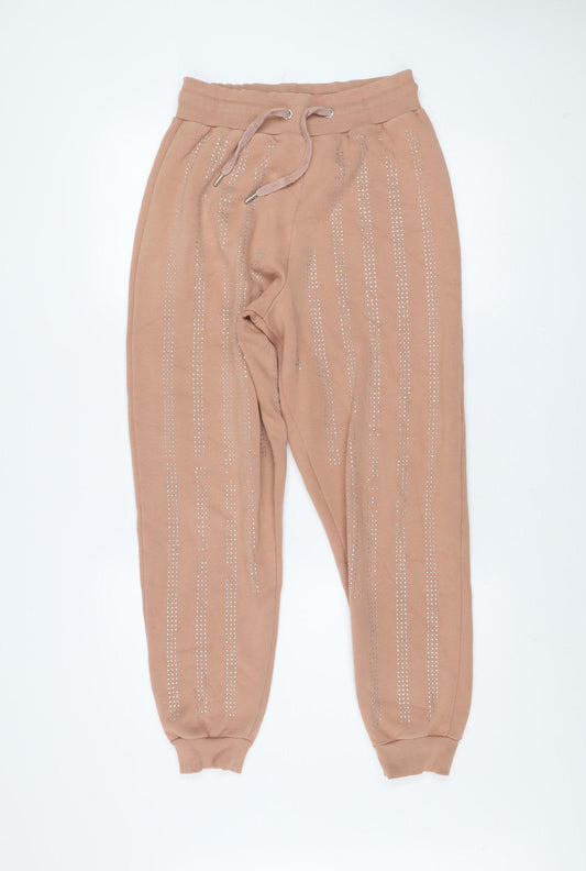 River Island Women’s Beige XS Jogger Trousers with Rhinestone Detail
