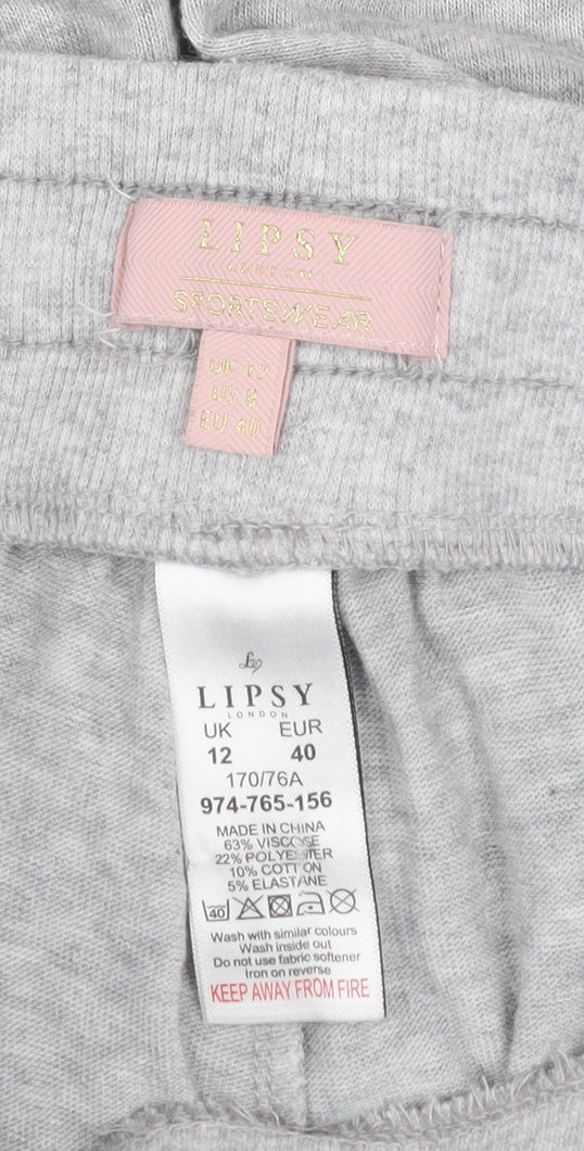 Lipsy Women Grey Jogger Trousers Size 12 Elastic Waist Sportswear