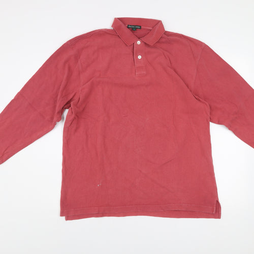 Racing Green Men's Red Long Sleeve Cotton Henley Sweatshirt Size L