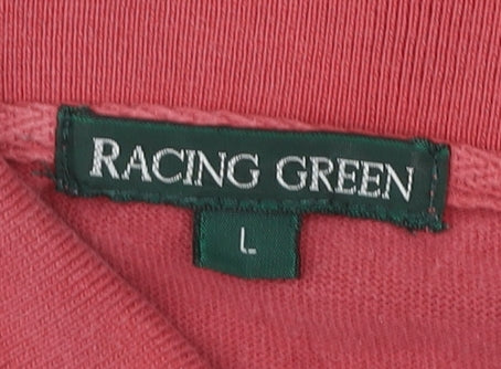 Racing Green Men's Red Long Sleeve Cotton Henley Sweatshirt Size L