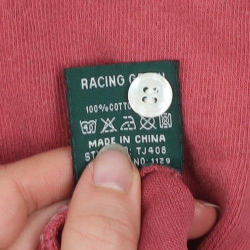 Racing Green Men's Red Long Sleeve Cotton Henley Sweatshirt Size L