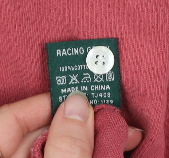 Racing Green Men's Red Long Sleeve Cotton Henley Sweatshirt Size L