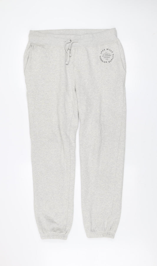 Jack Wills Men's Grey Jogger Sweatpants L Jersey Cotton Blend