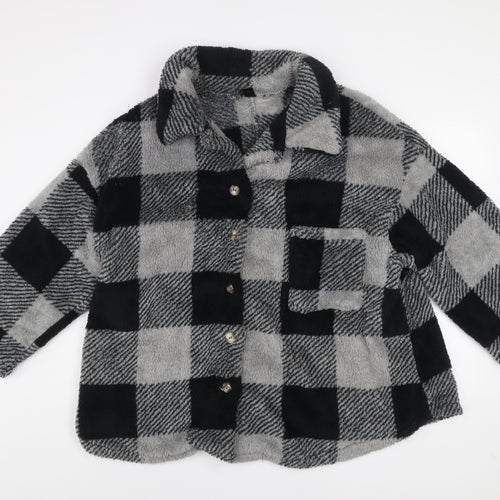 SHEIN Curve Women’s Grey Check Fleece Button Jacket 2XL