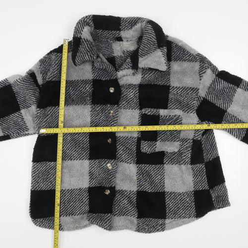 SHEIN Curve Women’s Grey Check Fleece Button Jacket 2XL