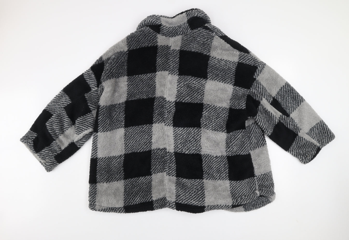 SHEIN Curve Women’s Grey Check Fleece Button Jacket 2XL
