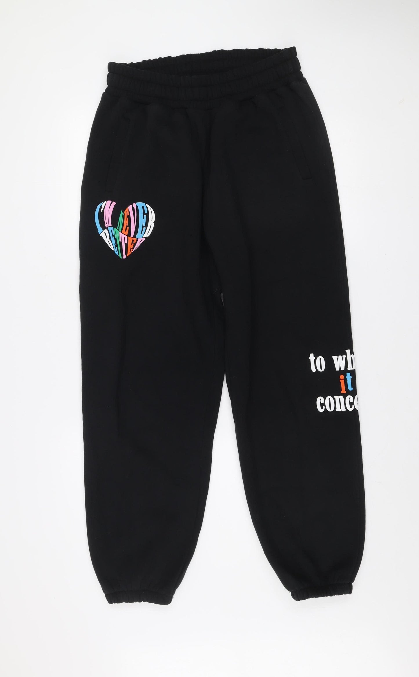 Couture Women’s Black Jogger Sweatpants Size 12 Elastic Waist Tapered Fit