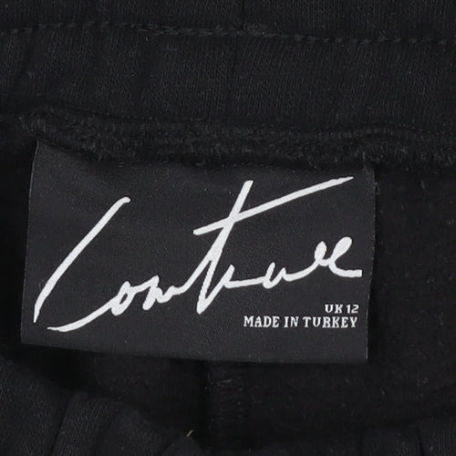 Couture Women’s Black Jogger Sweatpants Size 12 Elastic Waist Tapered Fit