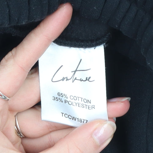 Couture Women’s Black Jogger Sweatpants Size 12 Elastic Waist Tapered Fit