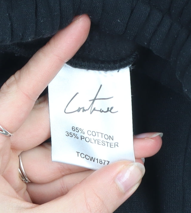 Couture Women’s Black Jogger Sweatpants Size 12 Elastic Waist Tapered Fit