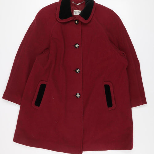 Windsmoor Womens Red Wool Overcoat Size 12 Classic Winter Coat