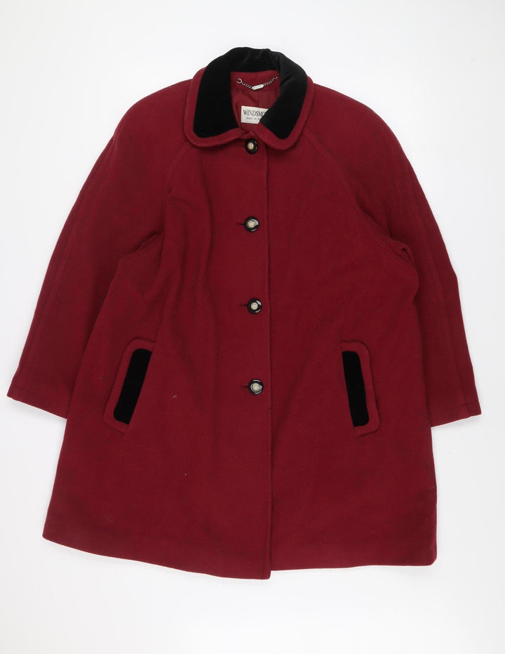 Windsmoor Womens Red Wool Overcoat Size 12 Classic Winter Coat