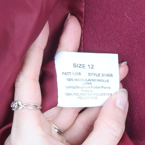 Windsmoor Womens Red Wool Overcoat Size 12 Classic Winter Coat