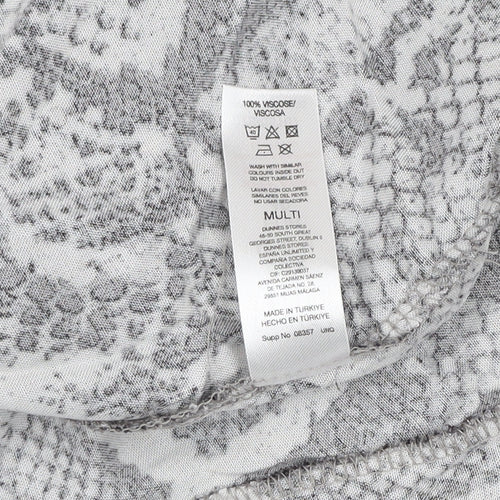 Savida Women Grey Snake Print Mini Dress Size 12 Long Sleeve Ruched