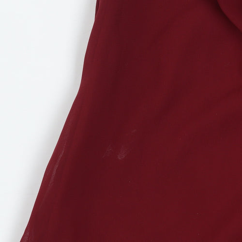 Saint Maine Women Red Size 10 Ruffle High Neck Long Sleeve Shift Dress
