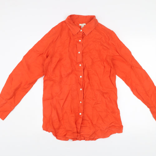 J.Crew Women’s Orange Cotton Long Sleeve Button-Up Shirt Size 8