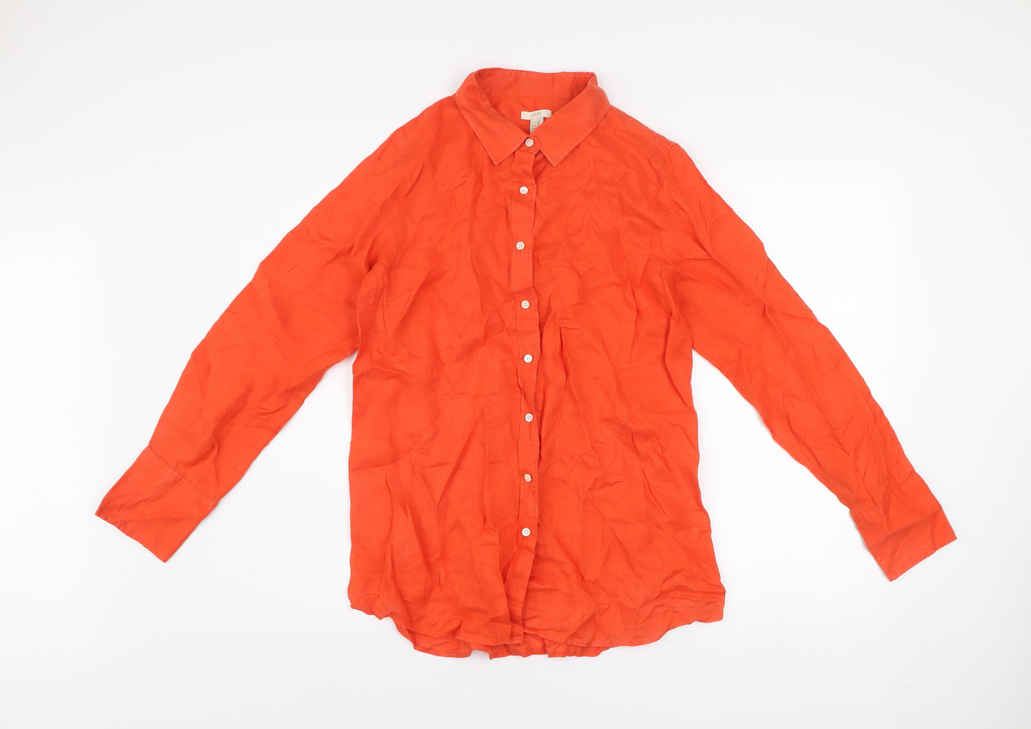 J.Crew Women’s Orange Cotton Long Sleeve Button-Up Shirt Size 8