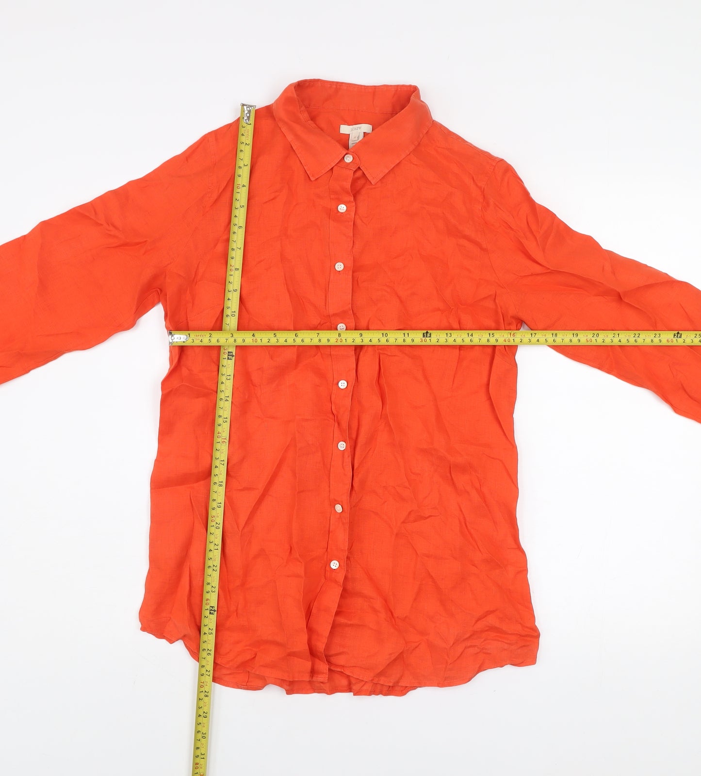 J.Crew Women’s Orange Cotton Long Sleeve Button-Up Shirt Size 8