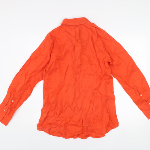 J.Crew Women’s Orange Cotton Long Sleeve Button-Up Shirt Size 8