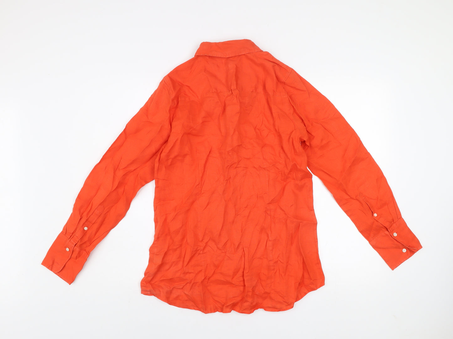 J.Crew Women’s Orange Cotton Long Sleeve Button-Up Shirt Size 8