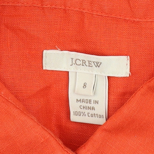 J.Crew Women’s Orange Cotton Long Sleeve Button-Up Shirt Size 8