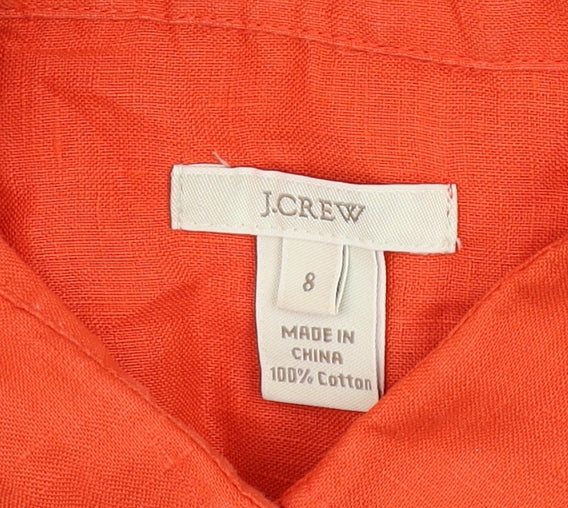 J.Crew Women’s Orange Cotton Long Sleeve Button-Up Shirt Size 8