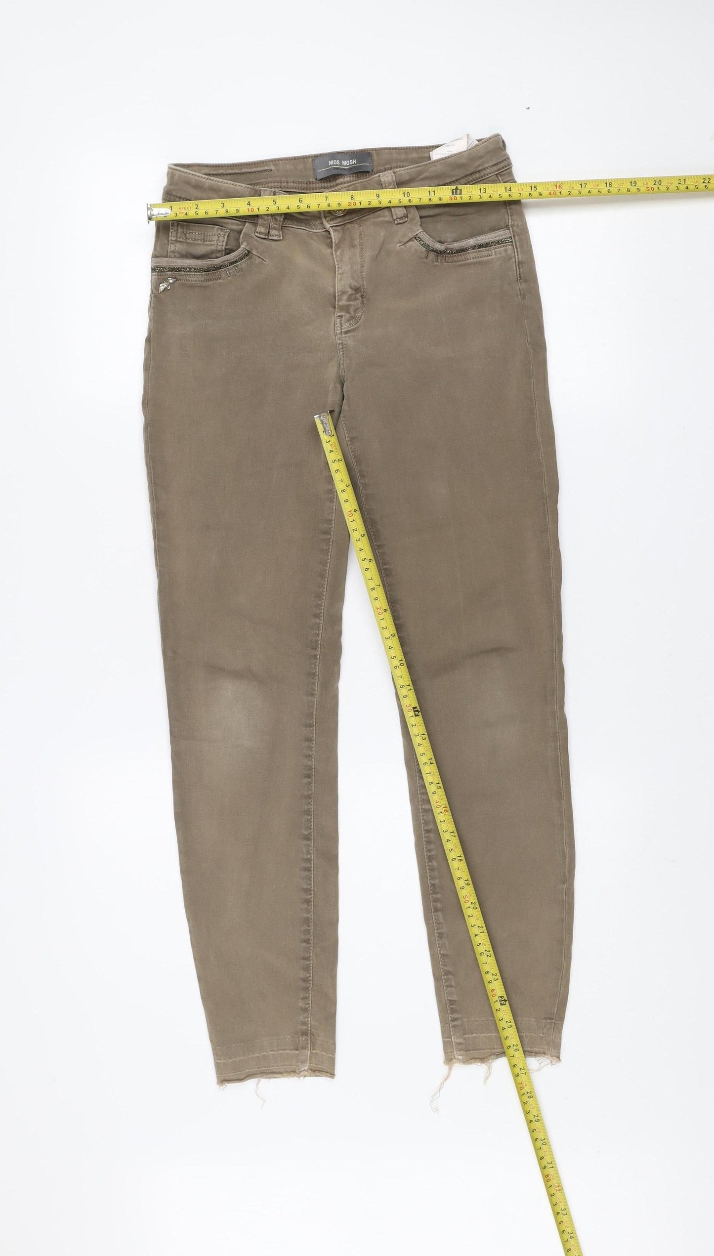 Mos Mosh Women's Beige Skinny Jeans Size 24 Slim Fit Mid Rise